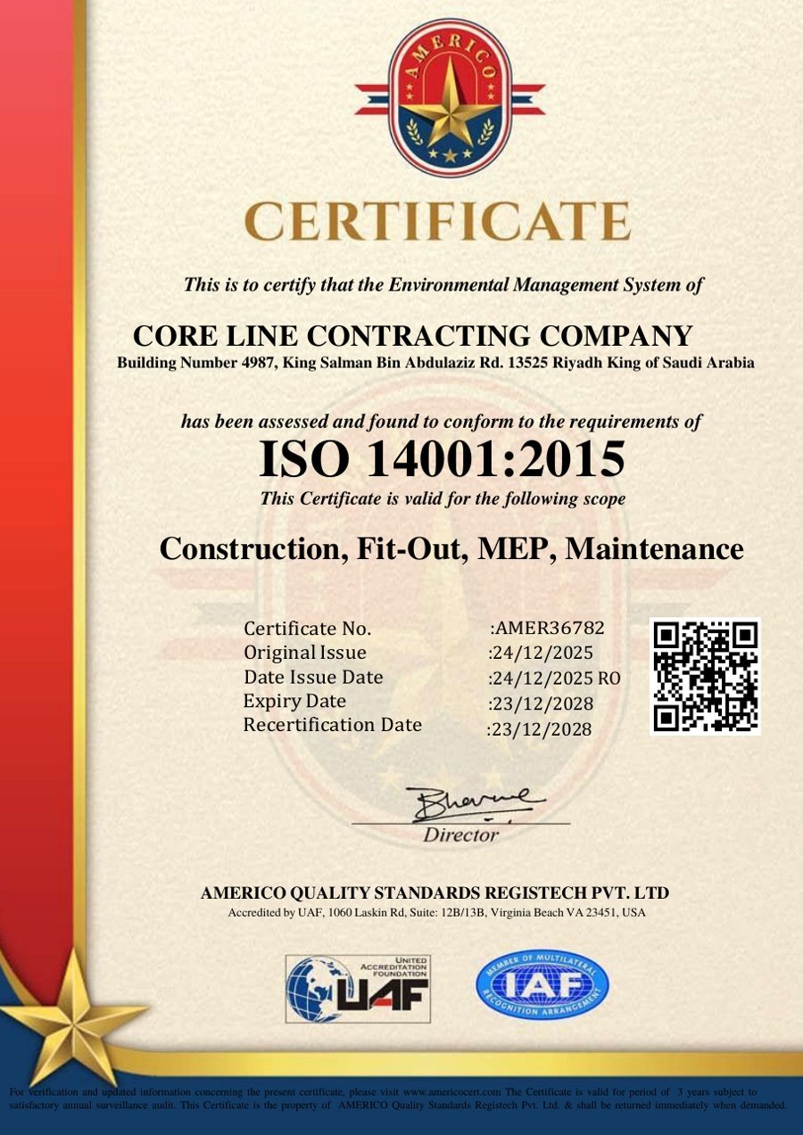 Core Line ISO 14001 certificate preview