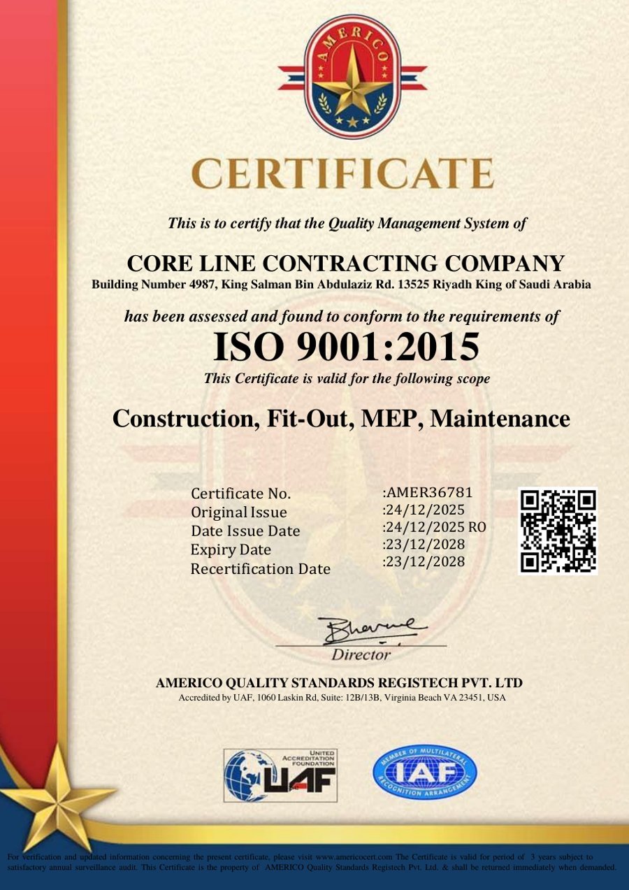 Core Line ISO 9001 certificate preview